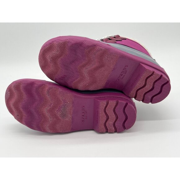 Sperry Kids Size 13 Duck Boots Gray & Pink Faux Fur Lined Waterproof Winter - Picture 8 of 9